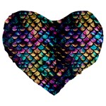 Rainbow Scales Large 19  Premium Heart Shape Cushions