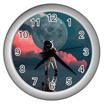 Astronaut Moon Space Nasa Planet Wall Clock (Silver)