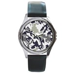 Camo Army Black White Round Metal Watch