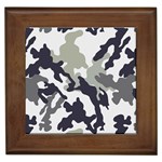 Camo Army Black White Framed Tile