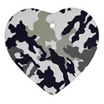 Camo Army Black White Ornament (Heart)