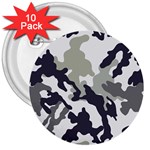 Camo Army Black White 3  Buttons (10 pack) 