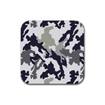 Camo Army Black White Rubber Coaster (Square)