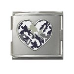 Camo Army Black White Mega Link Heart Italian Charm (18mm)