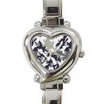 Camo Army Black White Heart Italian Charm Watch