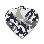 Camo Army Black White Dog Tag Heart (One Side)