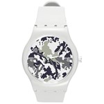 Camo Army Black White Round Plastic Sport Watch (M)