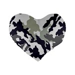 Camo Army Black White Standard 16  Premium Heart Shape Cushions