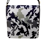 Camo Army Black White Flap Closure Messenger Bag (L)