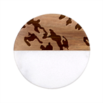 Camo Army Black White Classic Marble Wood Coaster (Round) 