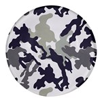 Camo Army Black White Round Glass Fridge Magnet (4 pack)