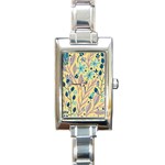 Plants Art Motif Flowers Rectangle Italian Charm Watch