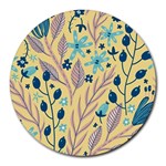 Plants Art Motif Flowers Round Mousepad