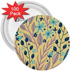 Plants Art Motif Flowers 3  Buttons (100 pack) 