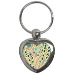 Plants Art Motif Flowers Key Chain (Heart)