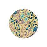 Plants Art Motif Flowers Rubber Coaster (Round)