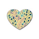 Plants Art Motif Flowers Rubber Heart Coaster (4 pack)