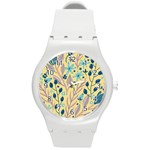 Plants Art Motif Flowers Round Plastic Sport Watch (M)