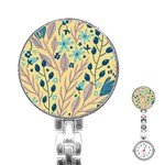 Plants Art Motif Flowers Stainless Steel Nurses Watch