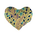 Plants Art Motif Flowers Standard 16  Premium Flano Heart Shape Cushions