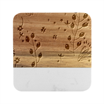 Plants Art Motif Flowers Marble Wood Coaster (Square)