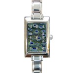 Peacock Feathers Details Rectangle Italian Charm Watch