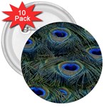 Peacock Feathers Details 3  Buttons (10 pack) 