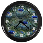 Peacock Feathers Details Wall Clock (Black)