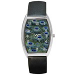 Peacock Feathers Details Barrel Style Metal Watch