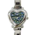 Peacock Feathers Details Heart Italian Charm Watch