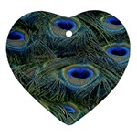 Peacock Feathers Details Heart Ornament (Two Sides)