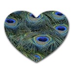 Peacock Feathers Details Heart Mousepad