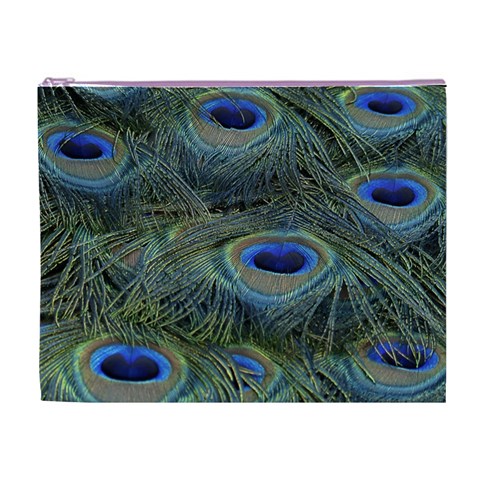 Peacock Feathers Details Cosmetic Bag (XL) from ArtsNow.com Front