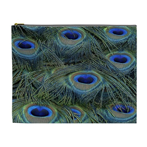 Peacock Feathers Details Cosmetic Bag (XL) from ArtsNow.com Front