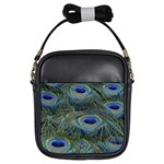 Peacock Feathers Details Girls Sling Bag