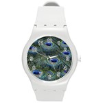 Peacock Feathers Details Round Plastic Sport Watch (M)