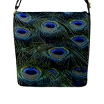 Peacock Feathers Details Flap Closure Messenger Bag (L)