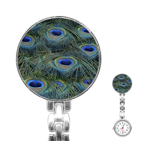 Peacock Feathers Details Stainless Steel Nurses Watch from ArtsNow.com Front