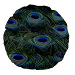 Peacock Feathers Details Large 18  Premium Flano Round Cushions