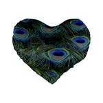 Peacock Feathers Details Standard 16  Premium Flano Heart Shape Cushions