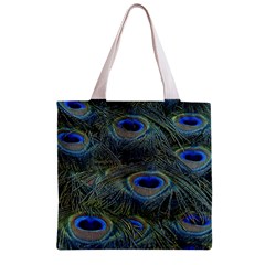 Peacock Feathers Details Zipper Grocery Tote Bag from ArtsNow.com Front