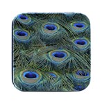 Peacock Feathers Details Square Metal Box (Black)