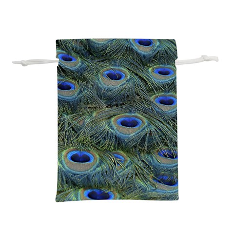 Peacock Feathers Details Lightweight Drawstring Pouch (L) from ArtsNow.com Front