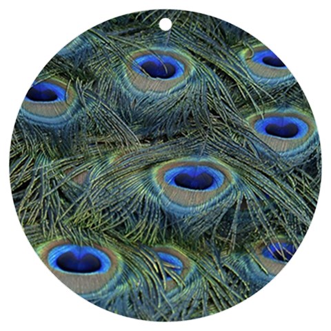 Peacock Feathers Details UV Print Acrylic Ornament Round from ArtsNow.com Front