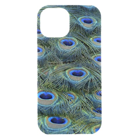 Peacock Feathers Details iPhone 15 Black UV Print PC Hardshell Case from ArtsNow.com Front