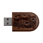 Peacock Feathers Details Wood Oval USB Flash Drive