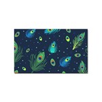 Texture Pattern Green Feather Yellow Peacock Sticker (Rectangular)