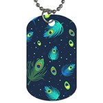 Texture Pattern Green Feather Yellow Peacock Dog Tag (Two Sides)