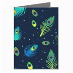 Texture Pattern Green Feather Yellow Peacock Greeting Card