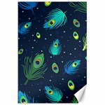 Texture Pattern Green Feather Yellow Peacock Canvas 20  x 30 